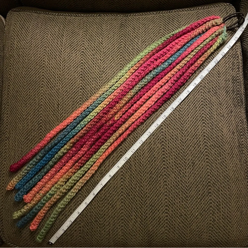 TWO Hair falls 24”, Fast Festival Hair, Multicolored Wool